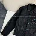 「#3763」LV turquoise rivet denim jacket