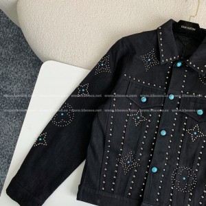 「#3763」LV turquoise rivet denim jacket