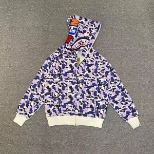 「#3818」bape Shizuoka Limited Edition Violet Camouflage Shark Sweatshirt
