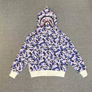 「#3818」bape Shizuoka Limited Edition Violet Camouflage Shark Sweatshirt