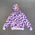 「#3821」bape purple camouflage classic shark zipper sweatshirt