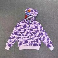 「#3821」bape purple camouflage classic shark zipper sweatshirt