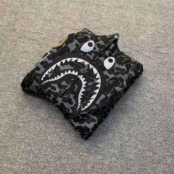 bape grey camouflage classic shark zipper sweatshirt