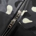 「#3824」bape luminous camouflage laser shark hooded zip-up sweatshirt
