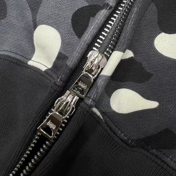 bape luminous camouflage laser shark hooded zip-up sweatshirt