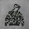 「#3824」bape luminous camouflage laser shark hooded zip-up sweatshirt