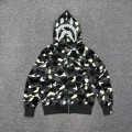 「#3824」bape luminous camouflage laser shark hooded zip-up sweatshirt