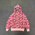 「#3825」bape pink camouflage classic shark zipper sweatshirt
