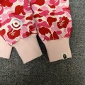 「#3825」bape pink camouflage classic shark zipper sweatshirt