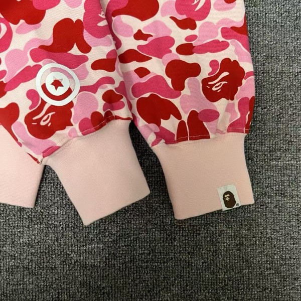 bape pink camouflage classic shark zipper sweatshirt