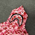 「#3825」bape pink camouflage classic shark zipper sweatshirt