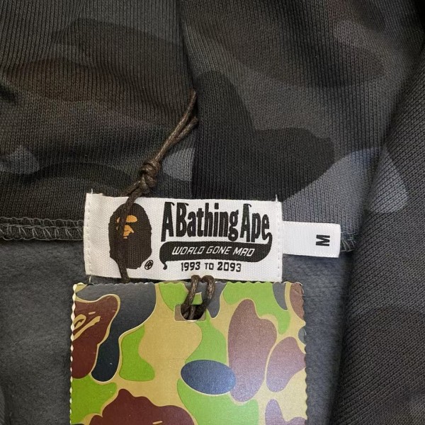 bape grey camouflage classic shark zip-up sweatshirt