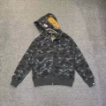 「#3826」bape grey camouflage classic shark zip-up sweatshirt