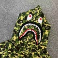 「#3828」bape camouflage green classic shark zip-up sweatshirt
