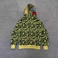 「#3828」bape camouflage green classic shark zip-up sweatshirt