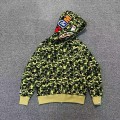 「#3828」bape camouflage green classic shark zip-up sweatshirt