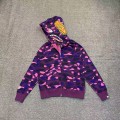 「#3829」bape camouflage purple classic shark zipper sweatshirt