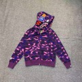 「#3829」bape camouflage purple classic shark zipper sweatshirt