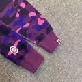 「#3829」bape camouflage purple classic shark zipper sweatshirt