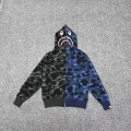 「#3834」Bape shark camouflage patchwork zipper hooded sweatshirt