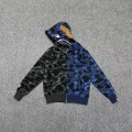 「#3834」Bape shark camouflage patchwork zipper hooded sweatshirt