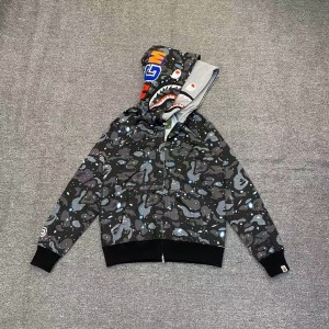 「#3835」Bape luminous starry sky camouflage double-headed shark sweatshirt