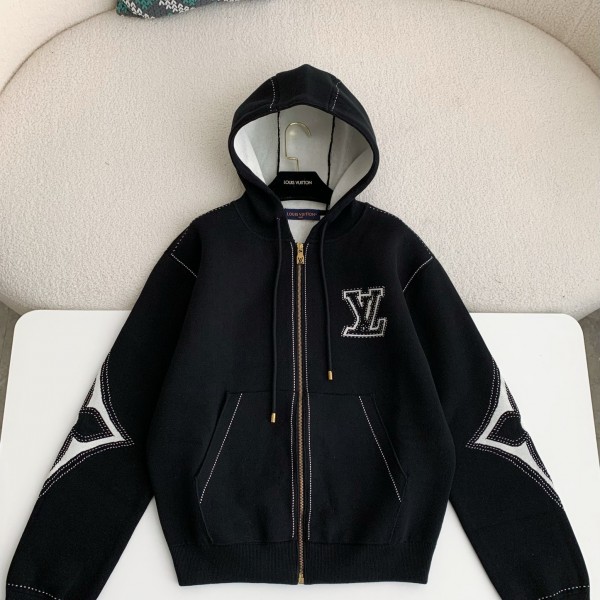 「#3850」Louis Vuitton  SS24 Logo Inlaid flower zipper sweatshirt Jackets