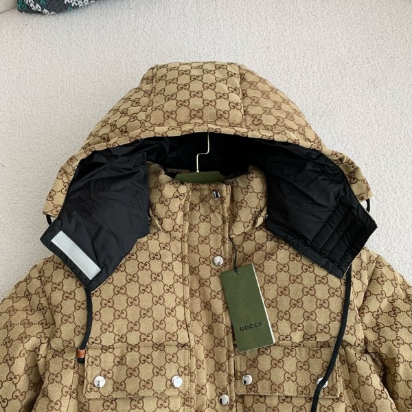 Gucci Casual FW22 Full Print Drawstring Down Jacket