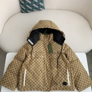 「#3851」Gucci Casual FW22 Full Print Drawstring Down Jacket