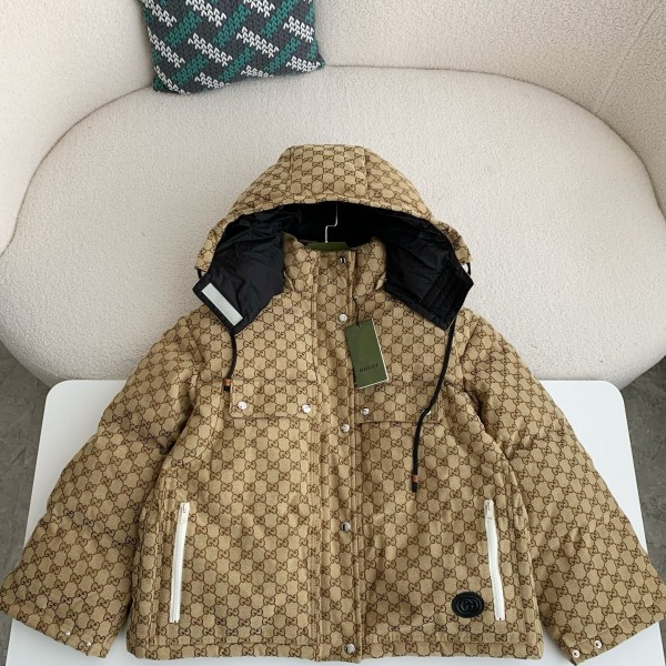 「#3851」Gucci Casual FW22 Full Print Drawstring Down Jacket