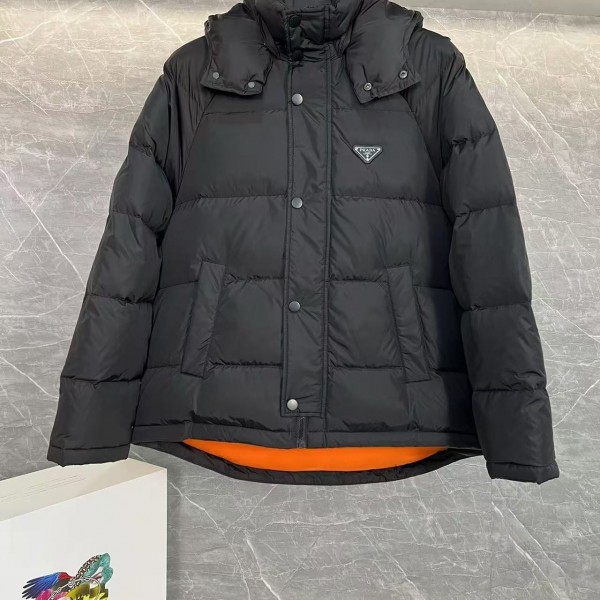 Prada RE-Nylon down jacket with detachable hood