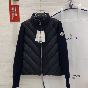 「#3869」Moncler new women's V-pattern stitching knitted sleeves stand collar down jacket