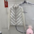 「#3870」Moncler new women's V-pattern stitching knitted sleeves stand collar down jacket