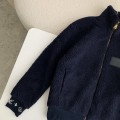 「#3874」Louis Vuitton Embossed leather patch long-sleeve fleece jacket