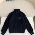 「#3874」Louis Vuitton Embossed leather patch long-sleeve fleece jacket