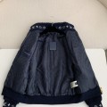 「#3874」Louis Vuitton Embossed leather patch long-sleeve fleece jacket