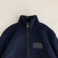 「#3874」Louis Vuitton Embossed leather patch long-sleeve fleece jacket
