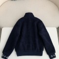 「#3874」Louis Vuitton Embossed leather patch long-sleeve fleece jacket