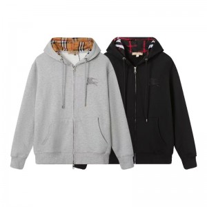 「#3899」Burberry logo embroidered hooded cardigan