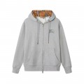 「#3899」Burberry logo embroidered hooded cardigan