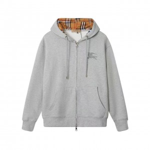 「#3899」Burberry logo embroidered hooded cardigan