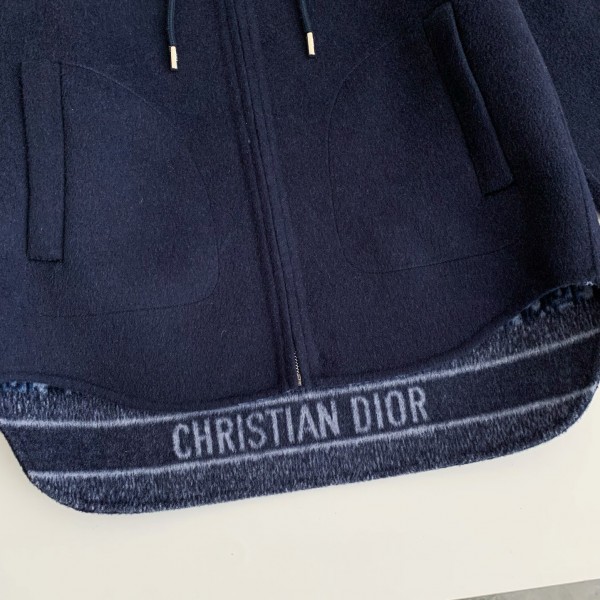 Dior Hat zipper jacket，    Material: 99% Wool   1% Mulberry Silk