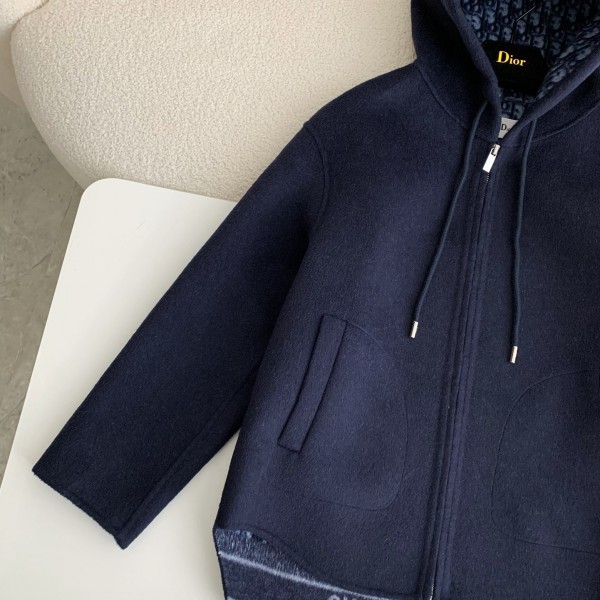 Dior Hat zipper jacket，    Material: 99% Wool   1% Mulberry Silk