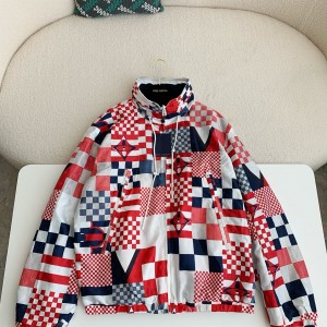 「#3903」Louis Vuitton SS24 Logo Patchwork Mandarin-collar Jacket