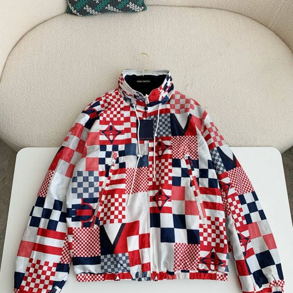 「#3903」Louis Vuitton SS24 Logo Patchwork Mandarin-collar Jacket