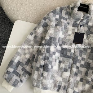 「#3929」Louis Vuitton Ski Series FW24 Checkerboard Color-Block Fleece Jacket