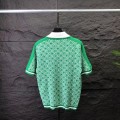 「#4065」casablanca2024 new full print jacquard knitted short-sleeved pearl button polo shirt