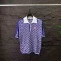 「#4065」casablanca2024 new full print jacquard knitted short-sleeved pearl button polo shirt