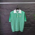 「#4065」casablanca2024 new full print jacquard knitted short-sleeved pearl button polo shirt