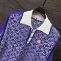 「#4065」casablanca2024 new full print jacquard knitted short-sleeved pearl button polo shirt